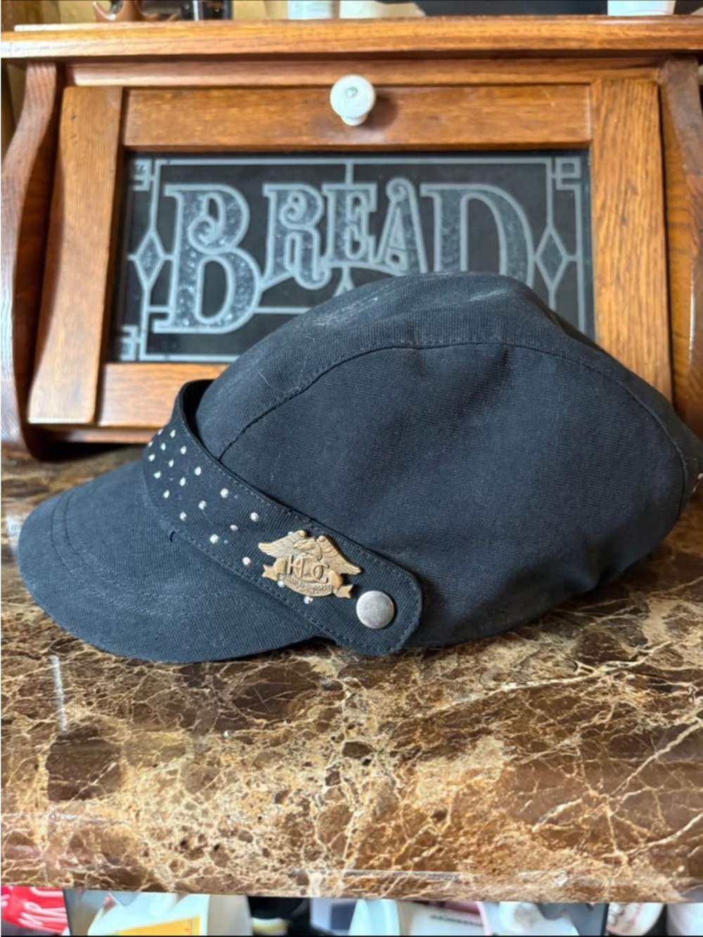 Black Studded Harley Davidson Women Visor Cap - Picture 4 of 4